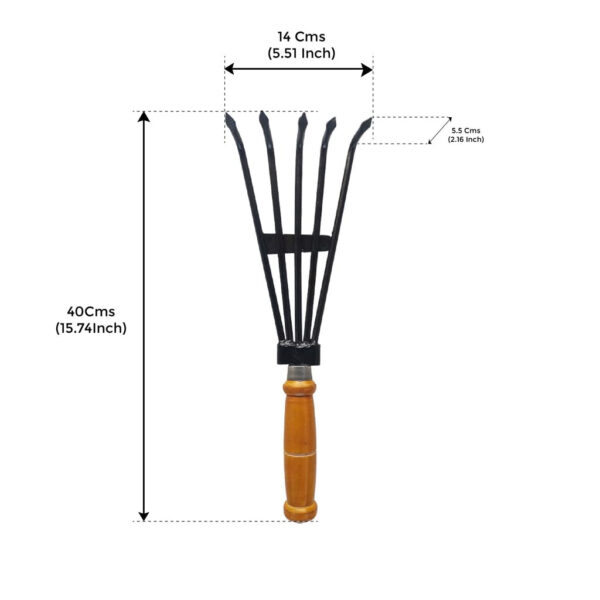 Hand Cultivator & Garden Rake with Long Handle | Leaf Rake, Cultivator for Gardening - Image 2